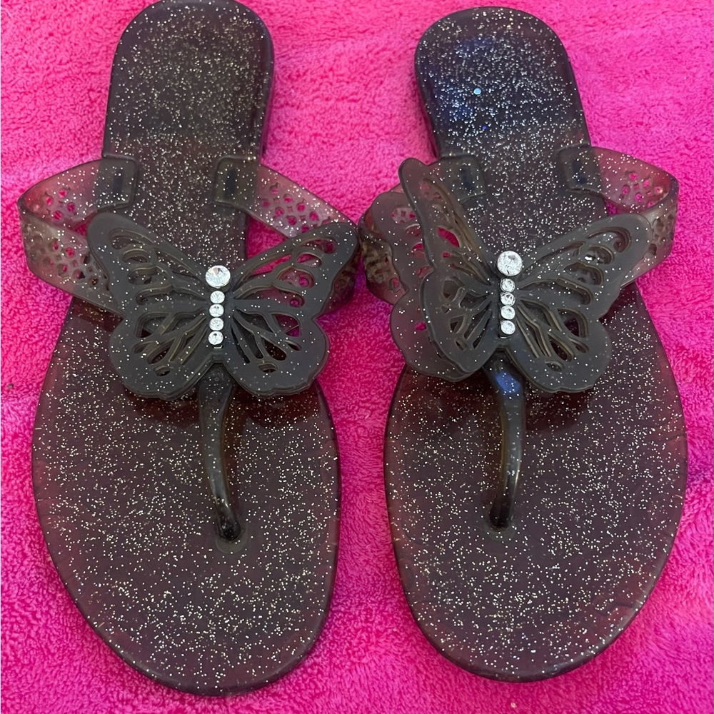 COACH WOMENS PASARELLA BUTTERFLY GLITTERY SANDALS. 
SIZE 8